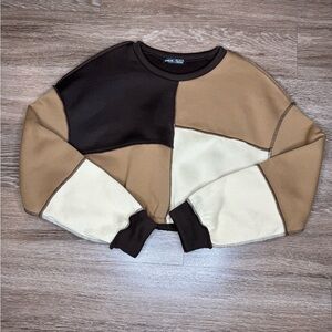 SHEIN Two-Tone Sweatshirt in Brown and Tan